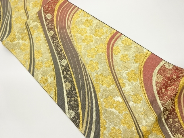 JAPANESE FUKURO OBI / WOVEN KIKU ARABESQUE